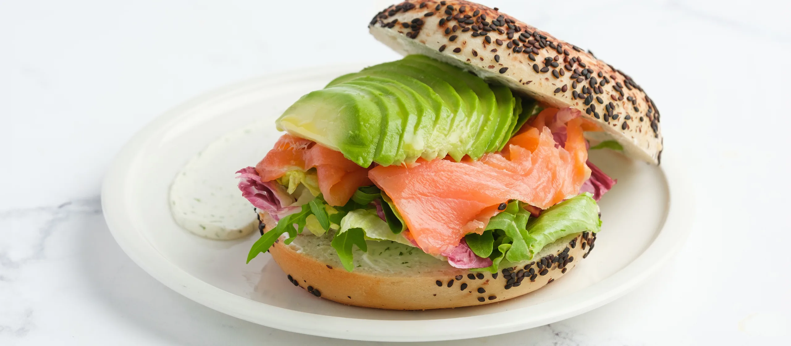 Smoked salmon and avocado bagel – café menu photography by My Pinch of Wow, Dubai